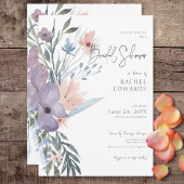 Invitation Mariage Bohème Fleuriste Rose et Bleu Poussiéreux