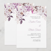 Invitation Mariage Bohème Fleurs Blanches Hiver (Devant / Derrière)