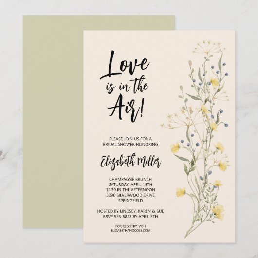 Invitation Mariage Bohème Floral (Devant / Derrière)