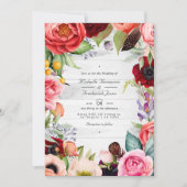 Invitation Mariage bohème floral bohème code QR RSVP rustique (Devant)