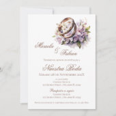 Invitation Mariage Bohème Floral Espagnol avec bague (Devant)
