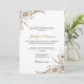 Invitation Mariage Bohème Floral Espagnol Blanc (Debout devant)