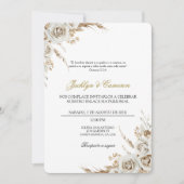 Invitation Mariage Bohème Floral Espagnol Blanc (Devant)