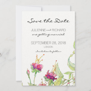 Invitation Mariage Bohème Floral Moderne : Épargnez la Date