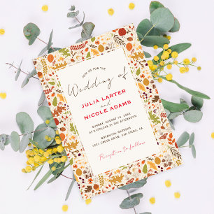 Invitation Mariage Bohème Floral Rustique Automne
