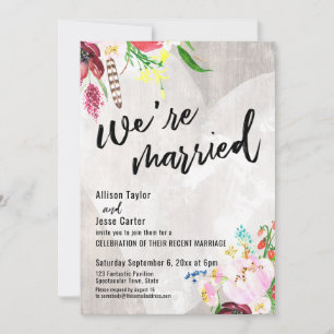 Invitation Mariage Bohème Floral Rustique Bois Nous sommes Ma