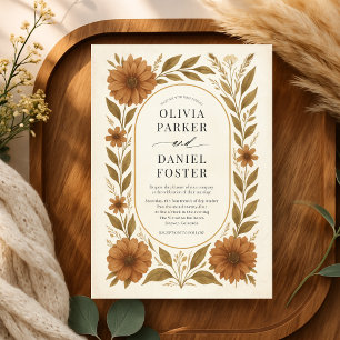 Invitation Mariage Bohème Floral Terracotta Rustique