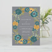 Invitation Mariage Bohème Frappant de Sarcelle (Debout devant)