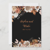 Invitation Mariage Bohème Gris Fleurs Blanches Marron Rustiqu (Dos)