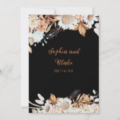 Invitation Mariage Bohème Gris Fleurs Marron Blanc Rustique (Dos)