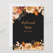 Invitation Mariage Bohème Gris Fleurs Orange Blanches Rustiqu (Dos)