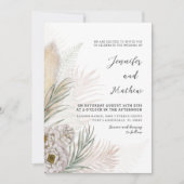 Invitation Mariage Bohème Herbe des Pampas & Fleurs Blanches (Devant)