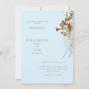 Invitation Mariage Bohème Icy Blue sans Parents