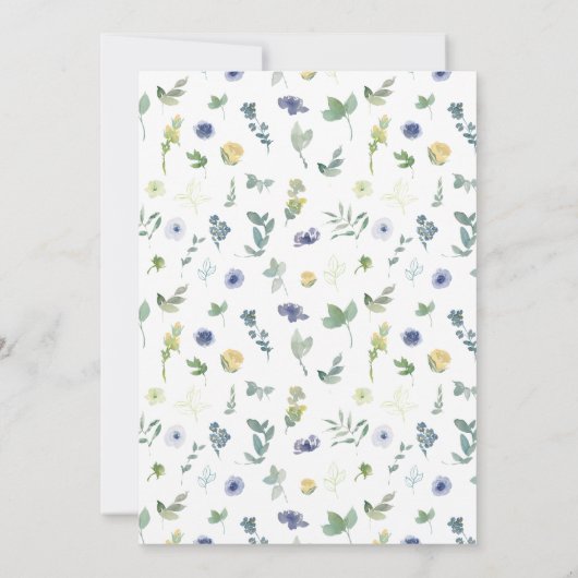 Invitation Mariage bohème jaune bleu aquarelle (Dos)