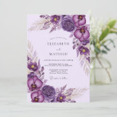 Invitation Mariage Bohème Luxueux Violet (Debout devant)