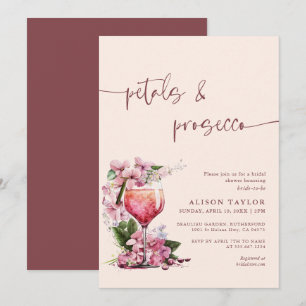 Invitation Mariage bohème mauve Pétales & Prosecco