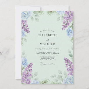 Invitation Mariage Bohème Menthe Violette Glycine