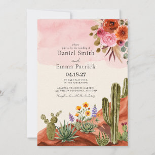 Invitation Mariage Bohème Mexicain Désert Cactus