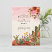 Invitation Mariage Bohème Mexicain Désert Cactus (Debout devant)