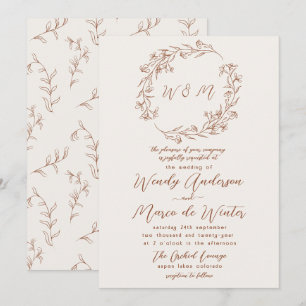Invitation Mariage Bohème Minimaliste en Terre Cuite