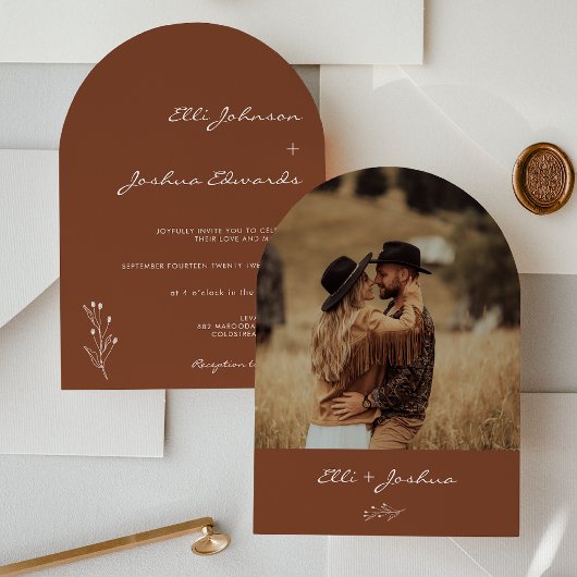 Invitation Mariage bohème minimaliste en terre cuite