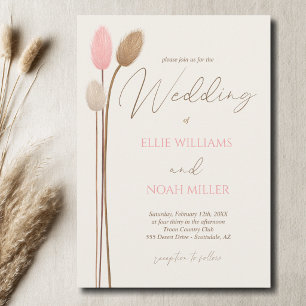 Invitation Mariage Bohème Minimaliste Herbe de Pampas