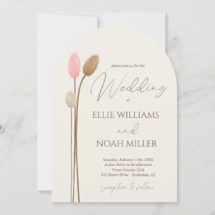 Invitation Mariage Bohème Minimaliste Herbe de Pampas