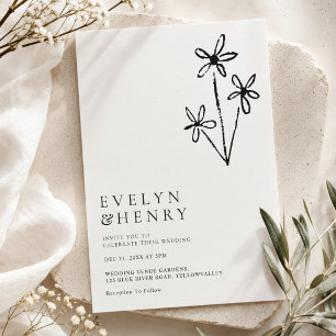 Invitation Mariage Bohème Minimaliste Simple Chic