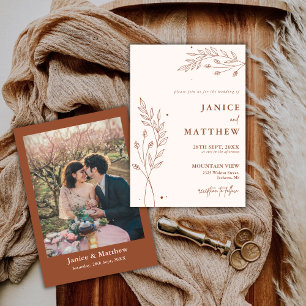 Invitation Mariage Bohème Minimaliste Terracotta Orange Brûlé