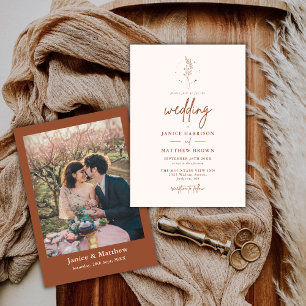 Invitation Mariage Bohème Minimaliste Terracotta Orange Brûlé
