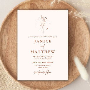Invitation Mariage Bohème Minimaliste Terracotta Orange Brûlé