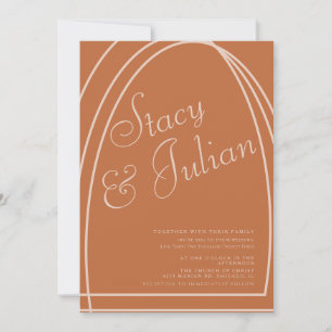 Invitation Mariage Bohème Minimaliste Triple Terreux