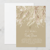 Invitation Mariage Bohème Moderne au Thème Pampas Beige (Devant / Derrière)
