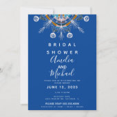 Invitation Mariage Bohème Moderne Mandala Bleu Moutarde Enter (Devant)