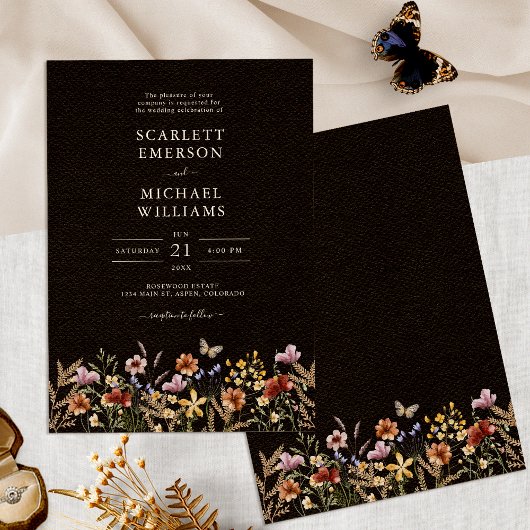 Invitation Mariage Bohème Noir