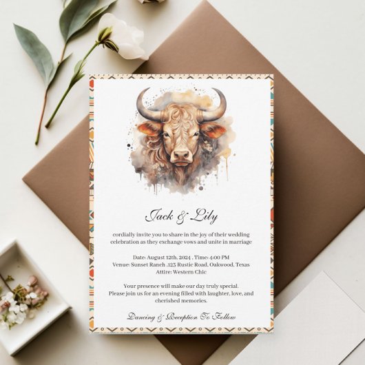Invitation Mariage Bohème Occidental
