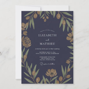 Invitation Mariage Bohème Olive Feuille de Minuit