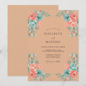 Invitation Mariage Bohème Orné d'Abricot (Devant / Derrière)