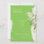 Invitation Mariage Bohème Pampas Hydrangea Blanc Vert Citron (Devant)