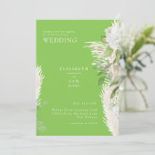 Invitation Mariage Bohème Pampas Hydrangea Blanc Vert Citron (Debout devant)