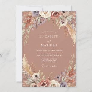 Invitation Mariage Bohème Pampas Terracotta Sage