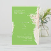 Invitation Mariage Bohème Pampas Vert Citron Ensemble (Debout devant)