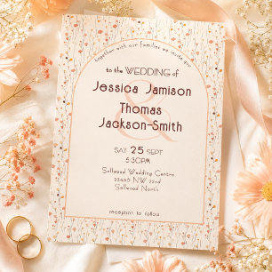 Invitation Mariage Bohème Romantique aux Péches et Crème