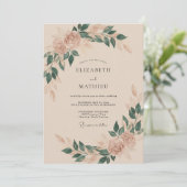Invitation Mariage Bohème Romantique Beige (Debout devant)