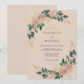 Invitation Mariage Bohème Romantique Beige (Devant / Derrière)