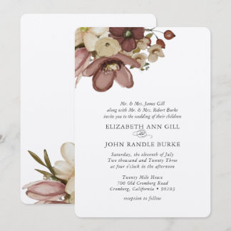 Invitation Mariage Bohème Rose Aquarelle & Neutre
