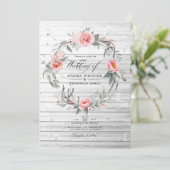 Invitation Mariage bohème rose et gris (Debout devant)