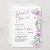 Invitation Mariage Bohème Rose Fleurs Douces (Devant)