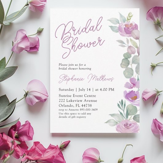 Invitation Mariage Bohème Rose Fleurs Douces