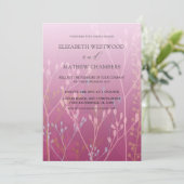 Invitation Mariage Bohème Rose Herbes Folles & Feuillage (Debout devant)